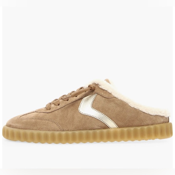 NWT VOILE BLANCHE Ines Faux Shearling Lined Mule in Light Brown - Picture 2 of 16